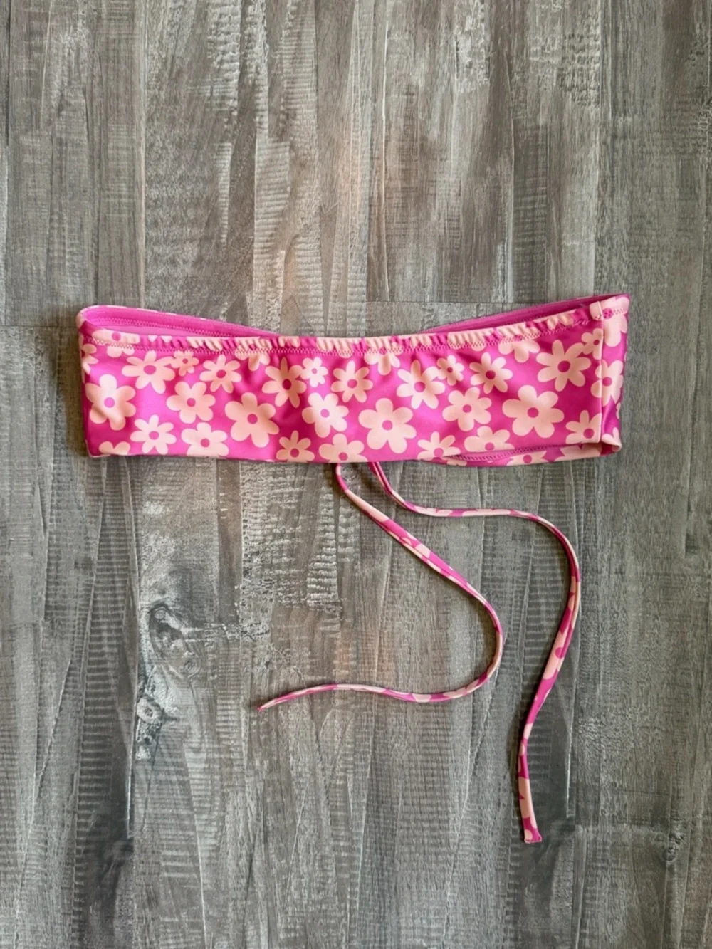 H&M Pink Floral Strapless Bandeau Top
